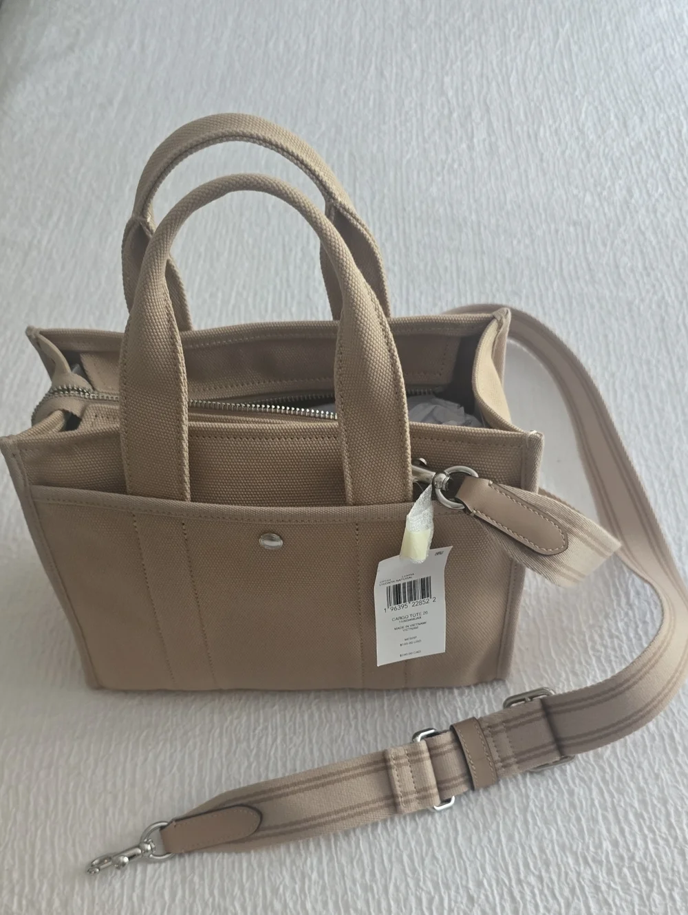 Coach Beige Canvas Mini Tote with Script Logo